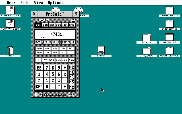 ProCalc atari screenshot